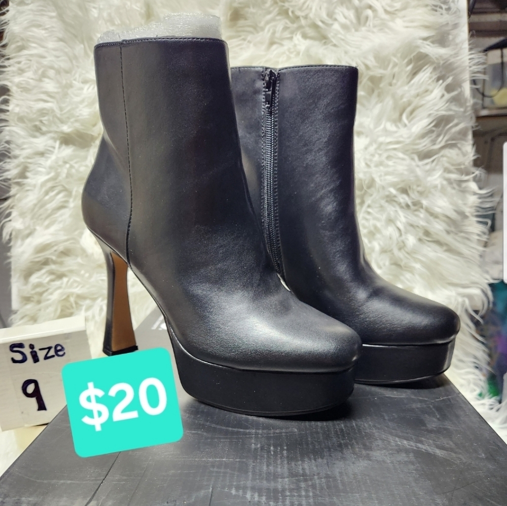 INC Alizep Black Heeled Boots